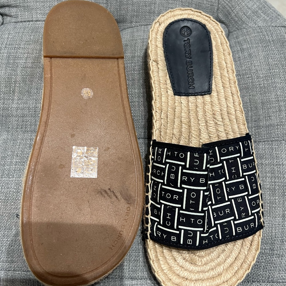 Tory Burch Ribbon Espadrille Slide Herringbone
